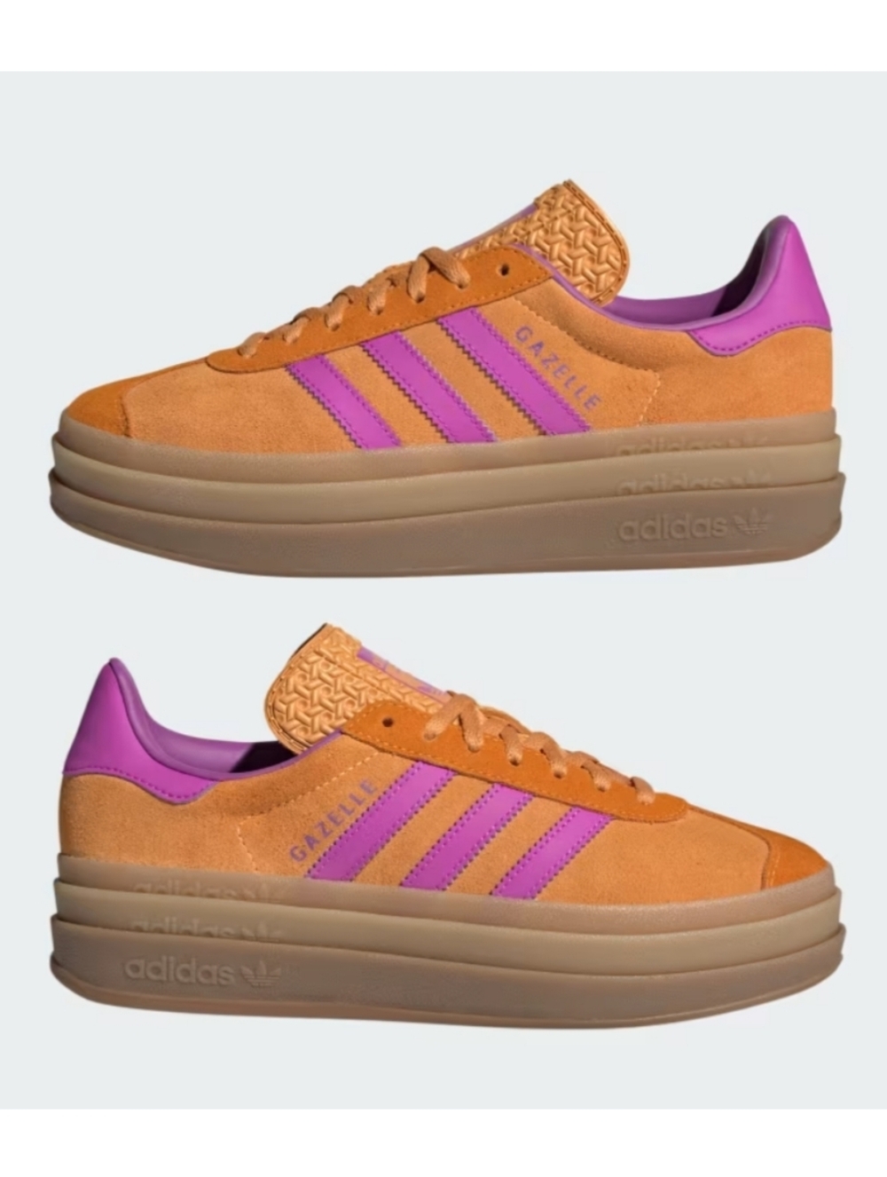 NWT Adidas Gazelle Bold Flash Orange  Purple Leather Platform Sneakers Size 7